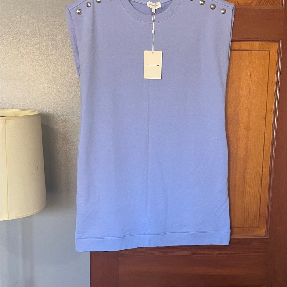 Entro Lavender Sleeveless Dress with Button Accents and side pockets